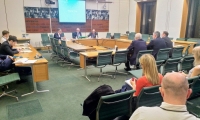 Sir Nicholas Soames attends meeting of MPs with constituencies near Gatwick Airport.
